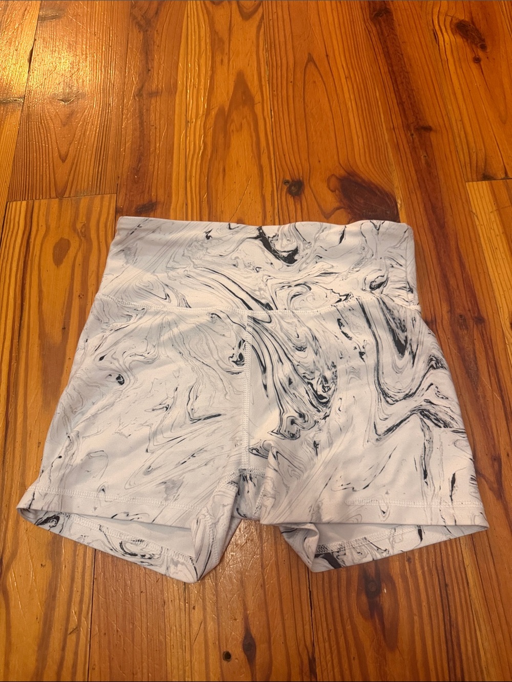 Balance Collection White Marble-Print Athletic Shorts
